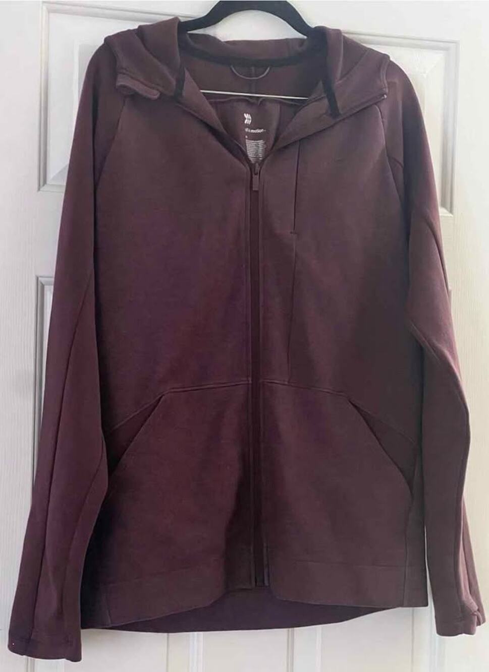 All In Motion Women M Hooded Jacket Full Zip Sweatshirt Plum Activewear #G10